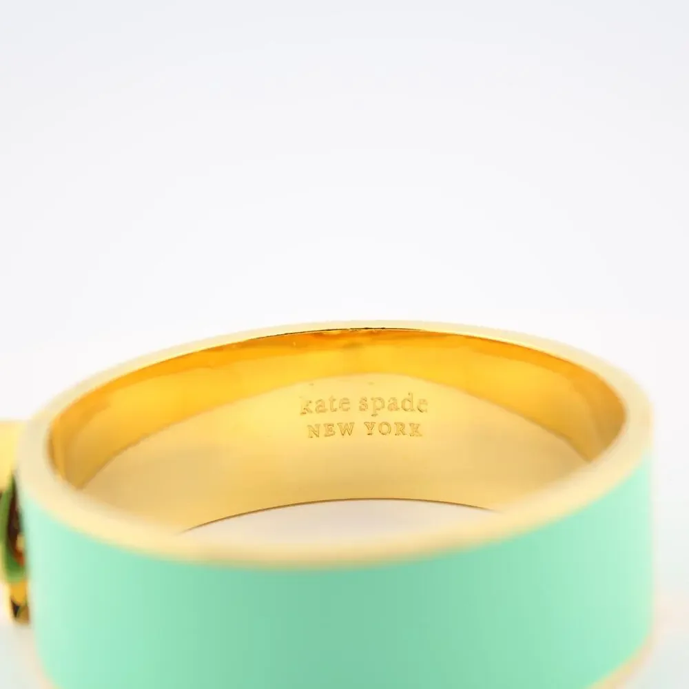 Kate Spade New York Heritage Spade Mint Enamel Gold Bangle Bracelet - Picture 6 of 9